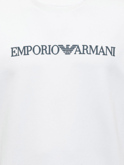 Shop Emporio Armani Logo Print Long-sleeved Sweatshirt In Bianco Logo