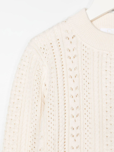 Shop Chloé Kids Ivory High Neck Sweater In Avorio