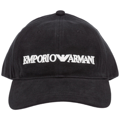 Shop Emporio Armani Logo Embroidered Baseball Cap In Nero
