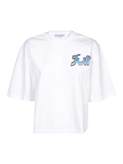 Shop Jw Anderson Rh Print Boxy T-shirt In Bianco