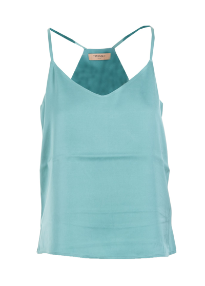 Shop Twinset Top  In Light Blue