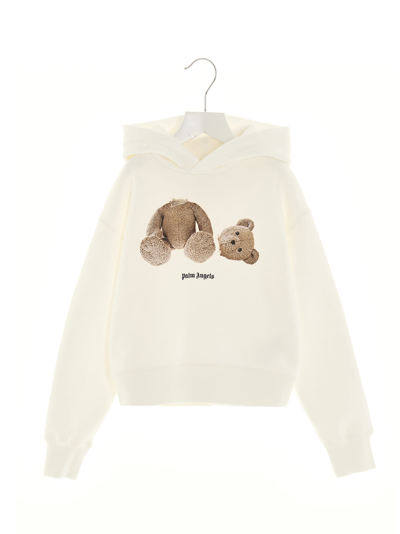 Shop Palm Angels Bear Hoodie In White Brow