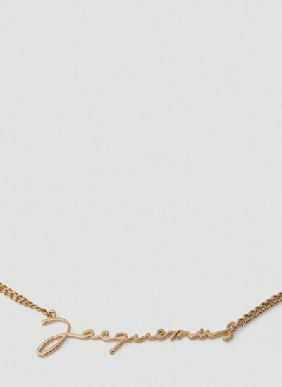 Shop Jacquemus Signature Logo Chain Necklace In Gold