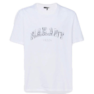 Shop Isabel Marant Logo Printed Crewneck T-shirt In White