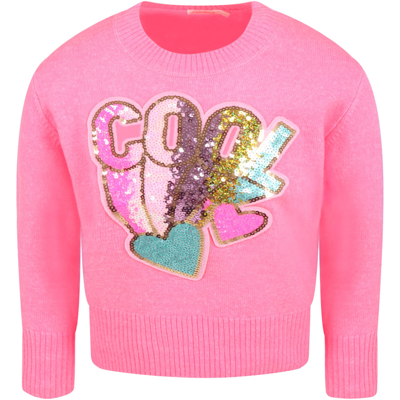 Shop Billieblush Fuchsia Sweater For Girl With Hearts In (rosa)