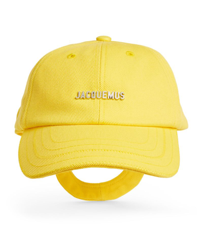 Shop Jacquemus Logo Baseball Cap In Yellow