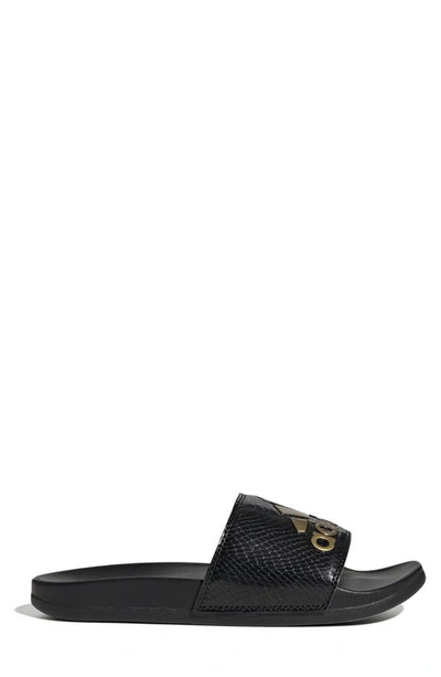 Shop Adidas Originals Adilette Comfort Slide Sandal In Core Black/ Gold Met