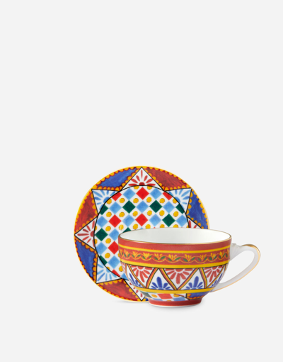Shop Dolce & Gabbana Porcelain Tea Set In Multicolor