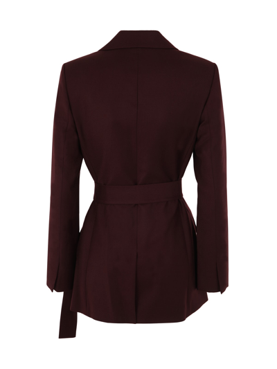 Shop Theory Double Breasted Belted Jacket In Wvv Merlot