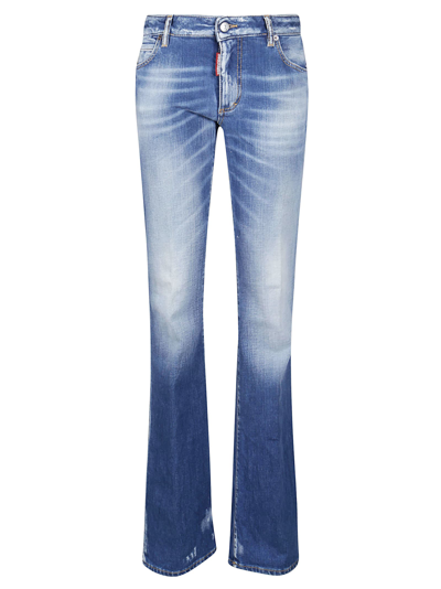 Shop Dsquared2 Medium Waist Flare Jeans In Blue Navy