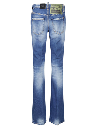 Shop Dsquared2 Medium Waist Flare Jeans In Blue Navy