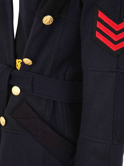 Shop Greg Lauren Scrapwork Gl1 Overcoat In Navy Blue Sailor