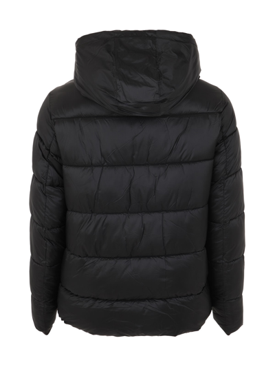Shop Michael Kors Hooded Logo Tape Puffer Jacket In Black