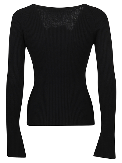 Shop Blumarine Floral-applique` Knitted Sweater In Nero