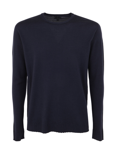 Md75 Wool Basic Crew Neck Sweater In Basic Blue