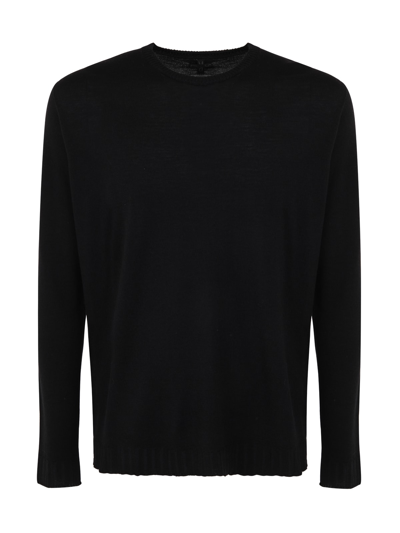 Md75 Wool Basic Crew Neck Sweater In Basic Black