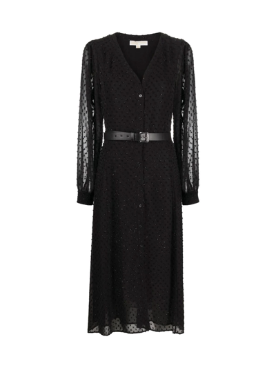 Shop Michael Michael Kors Shiny Swss Dot Midi Dress In Black