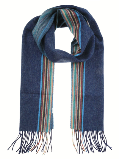 Shop Paul Smith Men Scarf Two Tone M Edge In Navy
