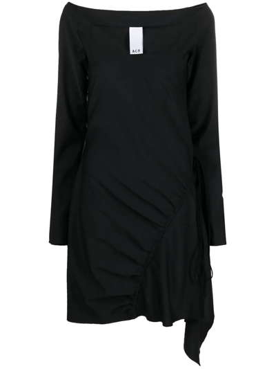 Shop Ac9 Black Virgin Wool Asymmetric Dress In Nero