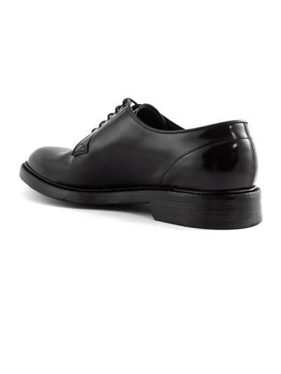 Shop Green George Black Brushed Leather Derby Shoes In Nero