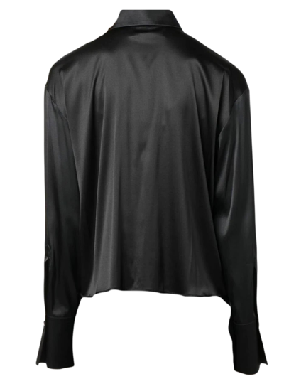 Shop Genny Black Stretch Silk Satin Shirt In Nero