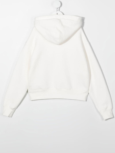Shop Palm Angels White Cotton Hoodie In Panna