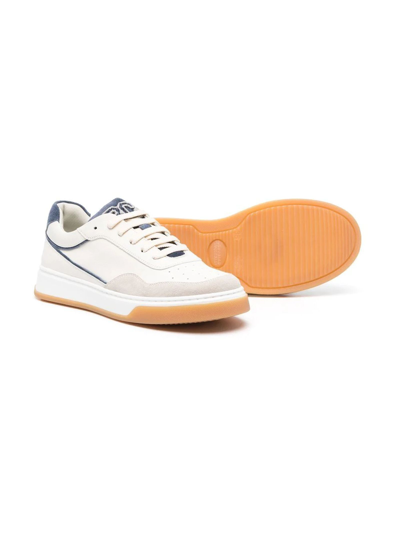 Shop Brunello Cucinelli White Leather Sneakers In Panna