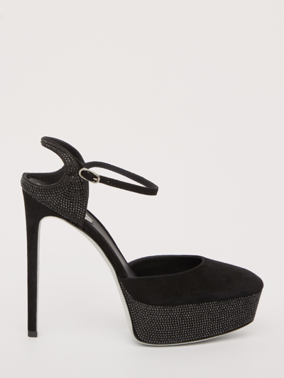 Shop René Caovilla Crystal Selena Sandals In Black