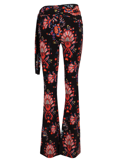Shop Rabanne Paco  Paisley Print Flared Trousers In Black