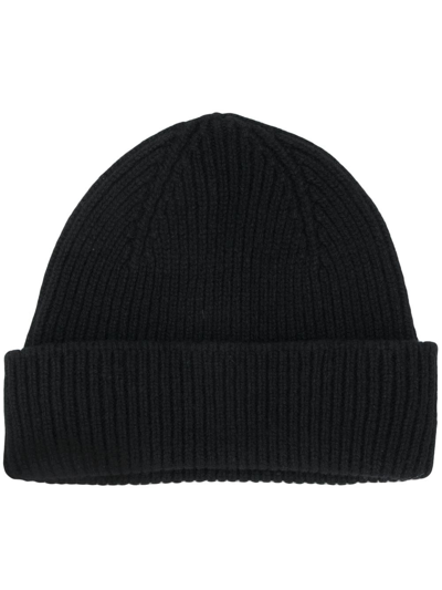 Shop Paul Smith Ribbed Beanie In Nero