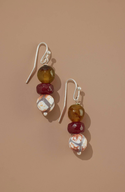 Jjill J.jill Fall Garden Triple-beaded Earrings In Berry Multi | ModeSens