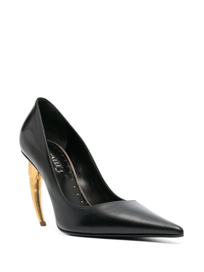Roberto Cavalli Tiger Tooth Pointed-toe Leather Pumps In Schwarz