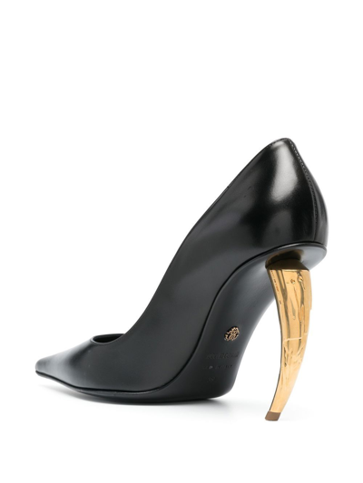 Roberto Cavalli Tiger Tooth Pointed-toe Leather Pumps In Schwarz