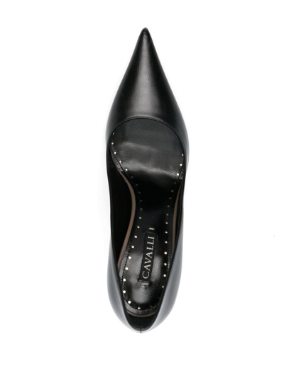 Roberto Cavalli Tiger Tooth Pointed-toe Leather Pumps In Schwarz