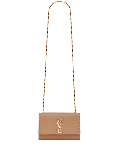 Saint Laurent Vintage Brown Gold Shoulder Handbag For Women In Brown