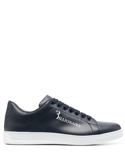 Shop Billionaire Calf-leather Low-top Sneakers In Blau