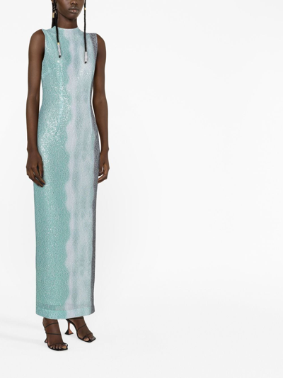 16arlington Mira Sleeveless Sequinned-mesh Dress In Green