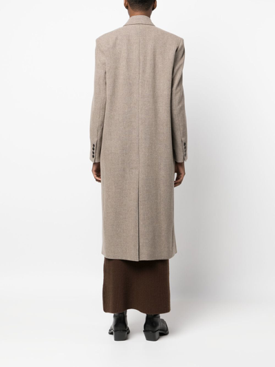 Low Classic Neutral Double-breasted Longline Coat In Nude