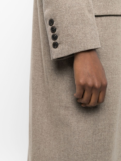 Low Classic Neutral Double-breasted Longline Coat In Nude