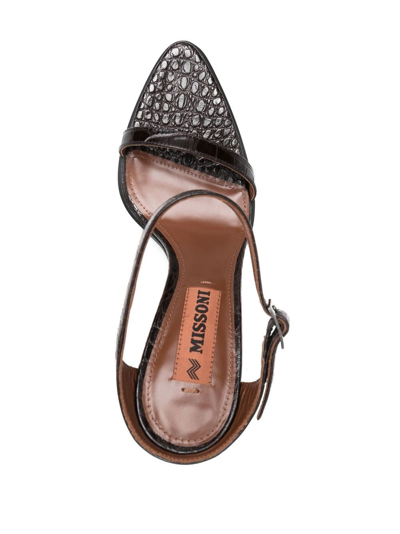 Shop Missoni Crocodile-embossed Pattern Sandals In Braun