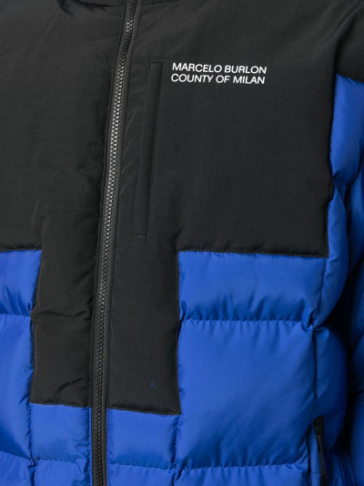 Shop Marcelo Burlon County Of Milan Padded Zip-up Coat In Schwarz