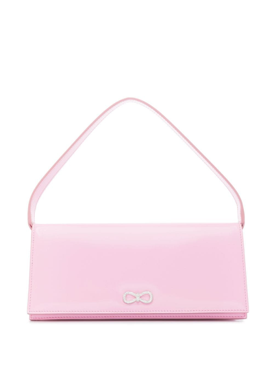 Mach&mach Crystal Bow Patent Leather Baguette Bag In Rosa