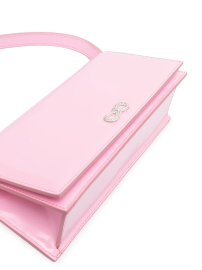 Mach&mach Crystal Bow Patent Leather Baguette Bag In Rosa