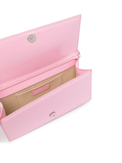 Mach&mach Crystal Bow Patent Leather Baguette Bag In Rosa