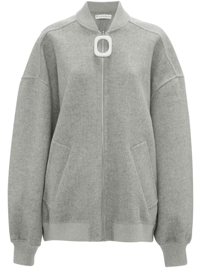 Shop Jw Anderson Wool Bomber Jacket In Grey