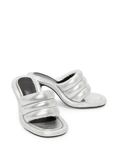 Shop Jw Anderson Bumper Tube Padded Sandals In Silver