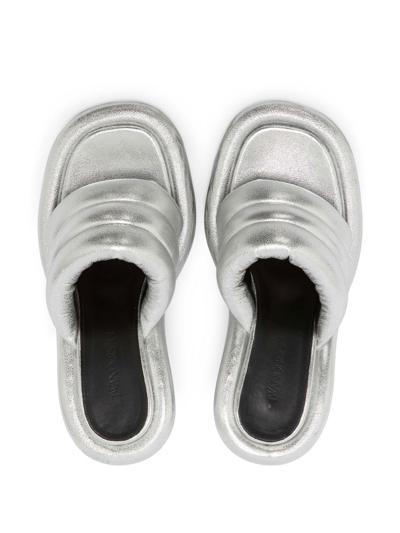Shop Jw Anderson Bumper Tube Padded Sandals In Silver