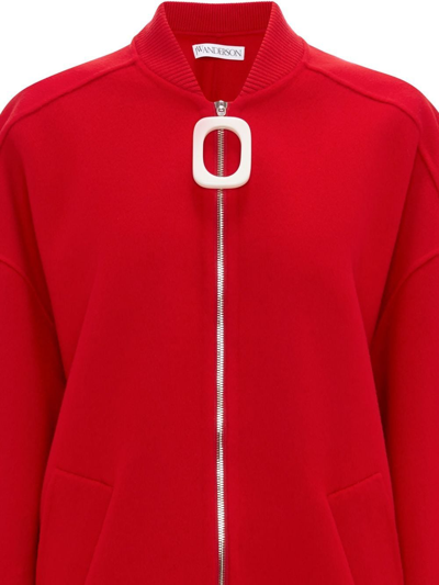 Shop Jw Anderson Zip-front Wool Jacket In Red
