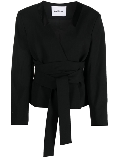 Ambush Tailored Tie-waist Blazer In Schwarz