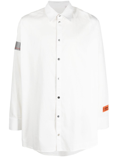 Shop Heron Preston Stripe-detail Popeline Shirt In Weiss
